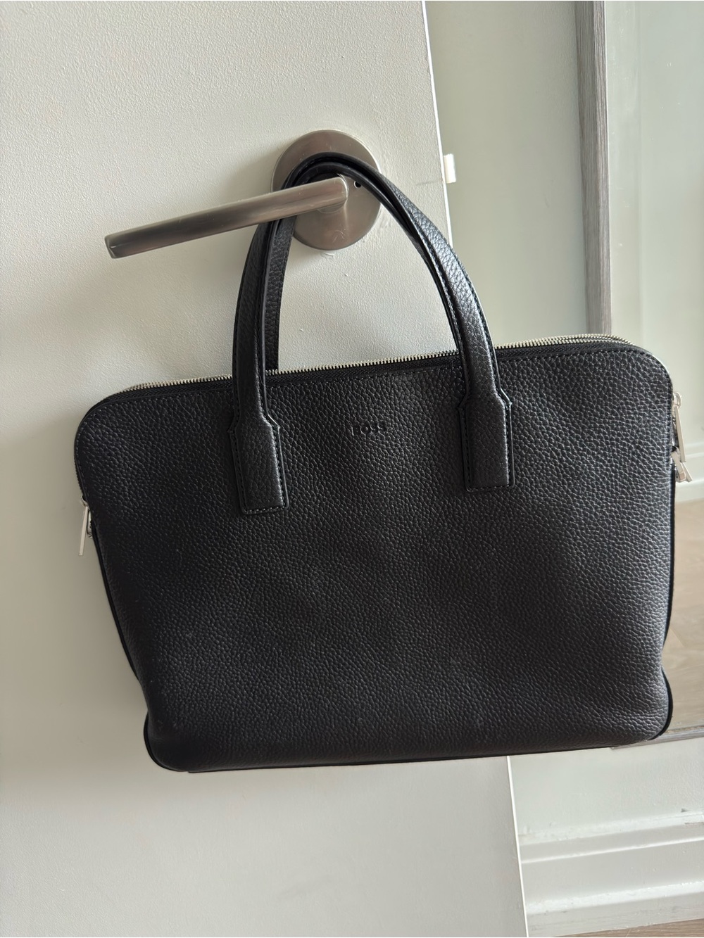 Hugo Boss Men's Black Leather Briefcase Bag